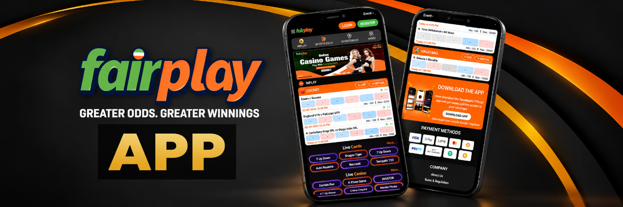FairPlay app homepage displayed on a smartphone with navigation and betting features visible.
