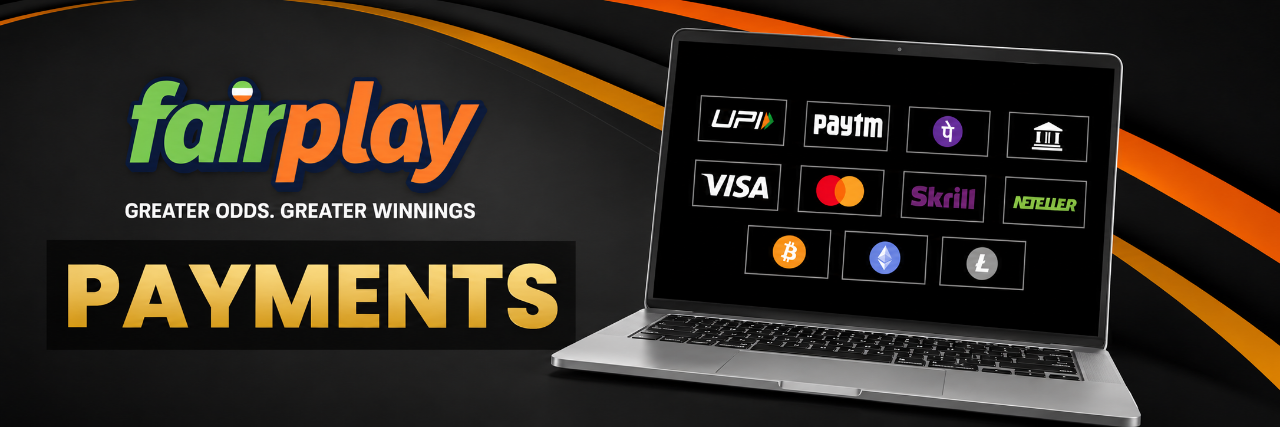 FairPlay payment and withdrawal methods displayed across two laptops for easy comparison.